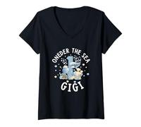 Femme Oneder The Sea Gigi Anniversaire Fille Garçon Assorti Famille T-Shirt avec Col en V