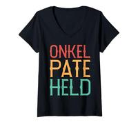 Femme Onkel Pate Held Patenoncle Nichte und Neffe T-Shirt avec Col en V
