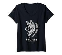 Femme Only Fox God Knows. Nana korobi Ya oki. Fall Seven Times T-Shirt avec Col en V