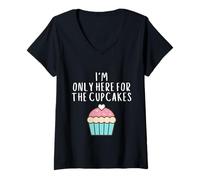 Femme Only Here for The Cup Cakes Funny Cute Pastel Cup Cake Meme T-Shirt avec Col en V