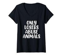 Femme Only Losers Abuse Animals Wildlife Rehabilitation Foster T-Shirt avec Col en V