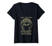Femme Only You Can Prevent Fascism Fascist Protest Resist Bear T-Shirt avec Col en V