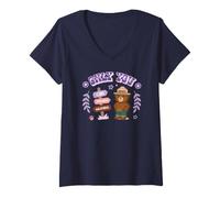 Femme Only You Cute Smokey Bear & Hiking Signposts T-Shirt avec Col en V