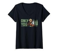 Femme Only You Vintage Pointing Smokey Bear T-Shirt avec Col en V
