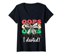 Femme Oops, I Darted! Darts Cible de fléchettes Fille Maman Coquette Bow T-Shirt avec Col en V