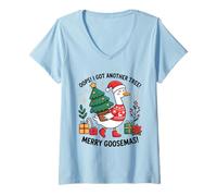 Femme Oops I Got Another Tree Merry Goosemas T-Shirt avec Col en V