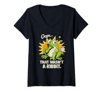 Femme Oops That Wasn't a Ribbit Funny Frog Meme Cartoon Humour T-Shirt avec Col en V