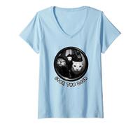 Femme Open The Door Funny Cat Gang Meme T-Shirt avec Col en V