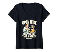 Femme Open Wide Bouche Ouverte Une Minute Peut Etre T-Shirt avec Col en V