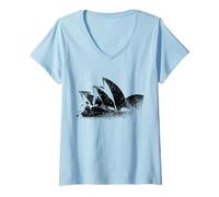 Femme Opéra de Sydney Opera House Vintage Skyline Australie T-Shirt avec Col en V
