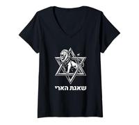 Femme Opération Lion Rugissant Bouclier Juda - Shaagat HaAri Israël T-Shirt avec Col en V