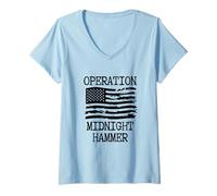 Femme Opération Midnight Hammer - Drapeau américain, Amérique T-Shirt avec Col en V