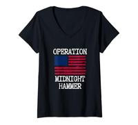 Femme Opération Midnight Hammer - Drapeau américain T-Shirt avec Col en V