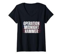 Femme Operation Midnight Hammer - Marteau de minuit drapeau américain T-Shirt avec Col en V