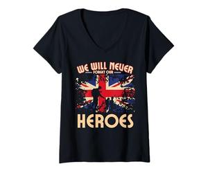 Femme Opération Overlord 1944 D-Day, Normandy Landings, Remember T-Shirt avec Col en V