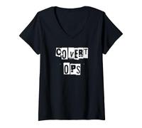 Femme Opérations secrètes T-Shirt avec Col en V