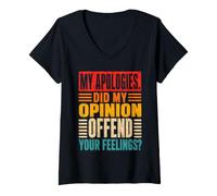 Femme Opinion Sarcastique : Offensez Vos Sentiments | Rétro T-Shirt avec Col en V