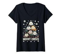 Femme Opossum de Noël Merry Crisis Possum T-Shirt avec Col en V