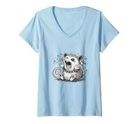 Femme Opossum en colère Graphique Possum Attitude Drôle Opossum Meme T-Shirt avec Col en V