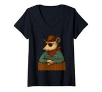 Femme Opossum Lunettes de Soleil Chapeau Cowboy Country Texas Rodeo Western T-Shirt avec Col en V