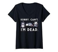 Femme Opossum Sorry Cant Im Dead Funny Possum Humour Hommes Femmes Enfants T-Shirt avec Col en V