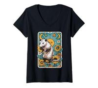 Femme Opossum Tarot Possum Sorcellerie Goth Occulte Femmes Hommes Enfants T-Shirt avec Col en V