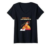 Femme Orange Coin Number Go Up haussier crypto hype tendance bitcoin T-Shirt avec Col en V