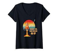 Femme Orange Coin Number Go Up haussier crypto hype tendance bitcoin T-Shirt avec Col en V