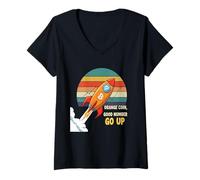 Femme Orange Coin Number Go Up haussier crypto hype tendance bitcoin T-Shirt avec Col en V