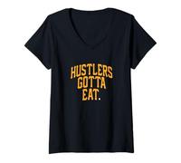 Femme Orange Color Feed The Hustlers Orange Graphic T-Shirt avec Col en V