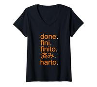 Femme Orange Color So Done. Graphique Orange T-Shirt avec Col en V