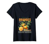 Femme Oranges organiques juteuses douces Redlands Californie T-Shirt avec Col en V
