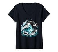 Femme Orca Whale Ocean Park Visit Marine Life Family Trip T-Shirt avec Col en V