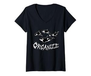 Femme Orcaniser Drôle Mignon Équipe Orca Whale Pod Yacht Activiste Amour T-Shirt avec Col en V