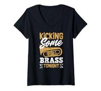 Femme Orchestre en Laiton Vintage Euphonium Player T-Shirt avec Col en V