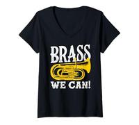 Femme Orchestre en Laiton Vintage Euphonium Player T-Shirt avec Col en V