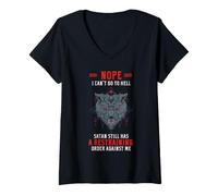 Femme Ordonnance restrictive de Funny Wolf Sarcastic Satan Contre Moi T-Shirt avec Col en V