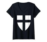 Femme Ordre Teutonic Chevalier européen Heraldry T-Shirt avec Col en V
