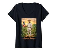 Femme Orgullo Jíbaro Puerto Rico Flag Coqui Heritage T-Shirt avec Col en V