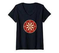 Femme Oriental Sanja Matsuri Komagata Mon en Rouge Vintage T-Shirt avec Col en V