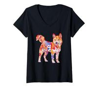 Femme Origami Japonais Akita Inu T pour Les propriétaires de T-Shirt avec Col en V