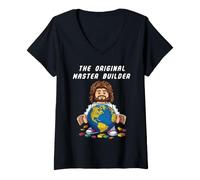Femme Original Master Builder Funny Jesus Christian Faith T-Shirt avec Col en V