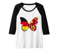 Femme Origine Allemande Drapeau Allemagne Papillon Racines Manche Raglan