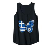 Femme Origine Grecque Drapeau Grèce Papillon Racines grecques Débardeur
