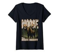 Femme Orignal la Magistrature Nordique tête de Couronne des forêts du Nord T-Shirt avec Col en V