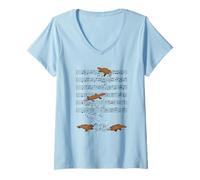 Femme Ornithorynque Amusant Jouant avec des Notes de Musique T-Shirt avec Col en V