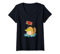 Femme Ornithorynque avec cœur « Love Demo » T-Shirt avec Col en V