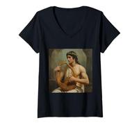 Femme Orphée Vintage Grec Mythologie Musicien Prophète Poète T-Shirt avec Col en V