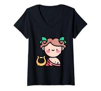 Femme Orphée Vintage Grec Mythologie Musicien Prophète Poète T-Shirt avec Col en V