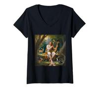 Femme Orphée Vintage Grec Mythologie Musicien Prophète Poète T-Shirt avec Col en V